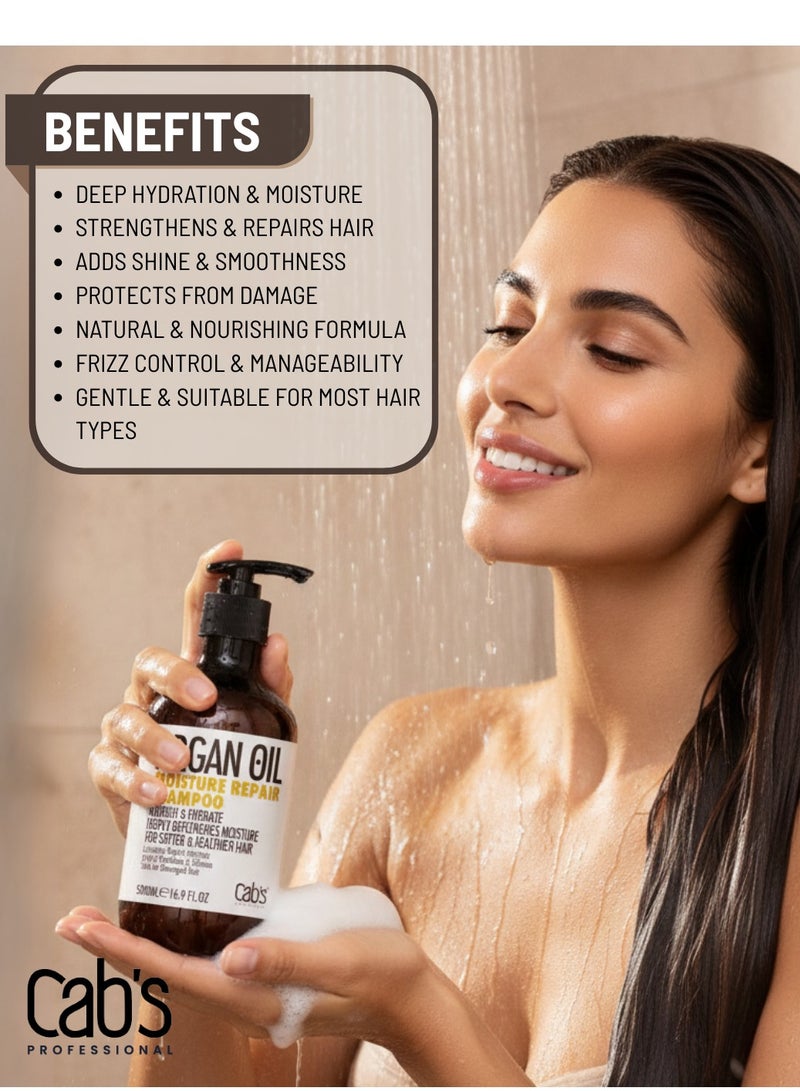 Cab's Moisture Repair Shampoo 500ml - Restorative & Volumizing for Women and Men, Best Gift for Damaged, Dry, Color-treated or Frizzy Hair - Paraben Free / Anti-Aging Hair Care - 16.9 fl oz - Image 2